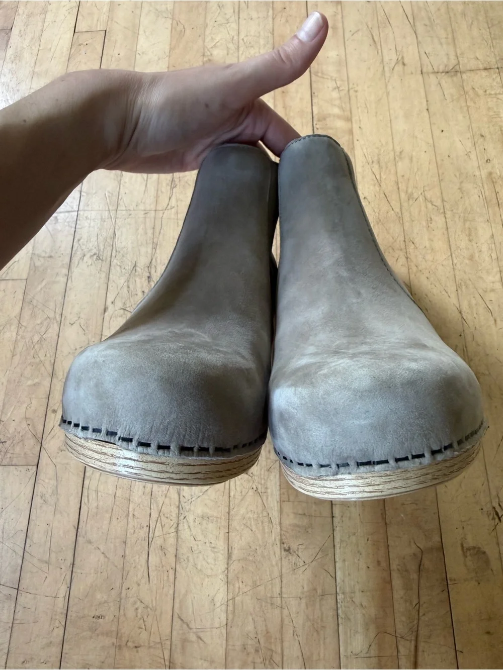 DANSKO Maria Clog Boot Grey Taupe Nubuck Leather Zip Up 39
